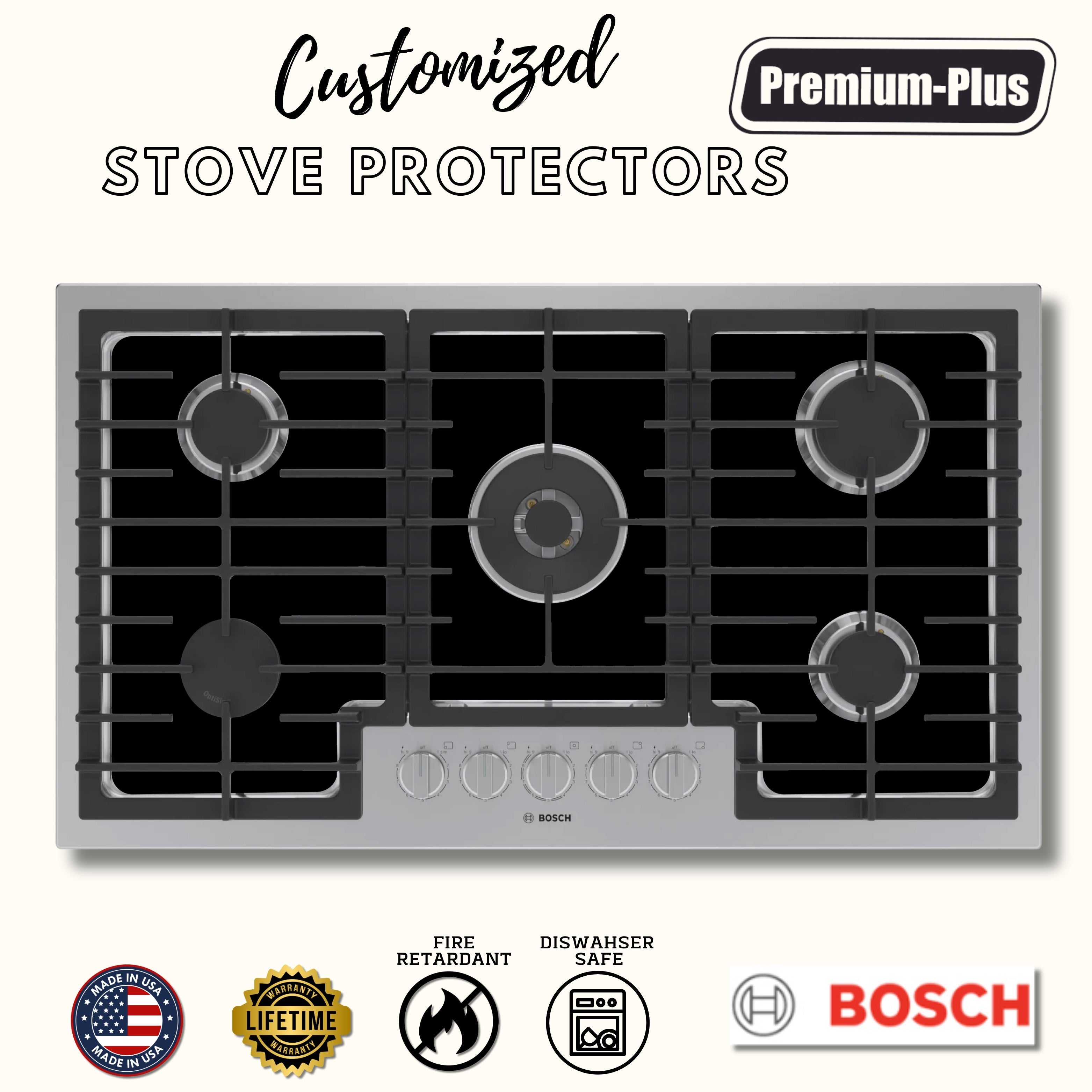 Bosch Protector Liners - Stove Top Protector for Bosch Gas Range and Cooktops- Customized - Easy Cleaning Stove Liners (FREE SHIPPING)