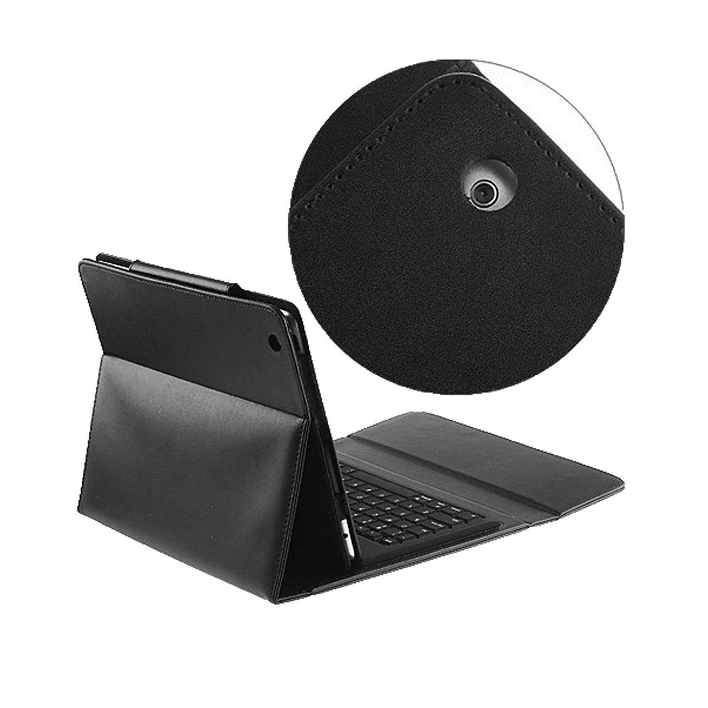 Black Leather Case Cover with Built in Stand and Wireless Bluetooth Keyboard for Apple iPad, iPad 2 & iPad 3