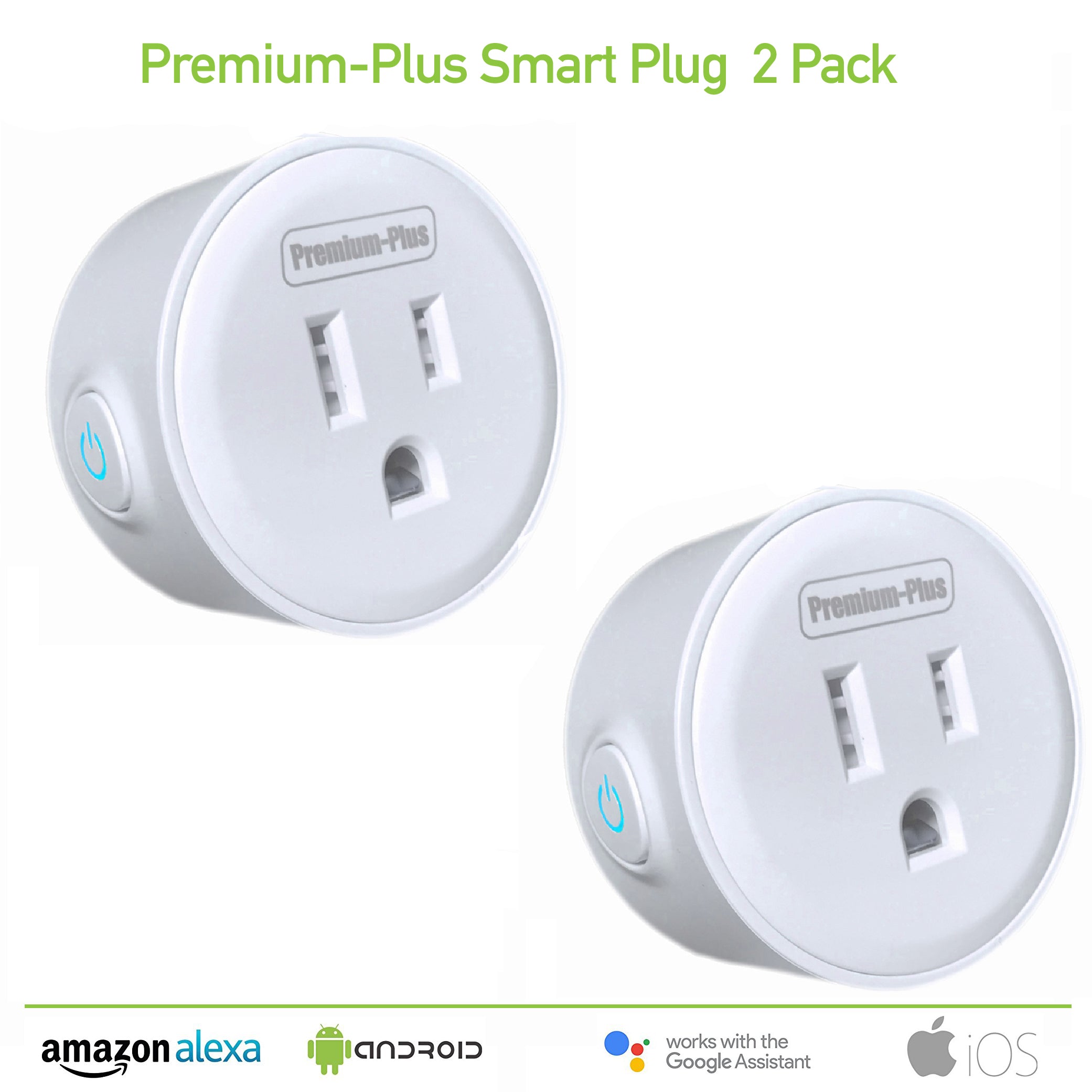 Smart Plug 2 Pack WiFi Enabled Mini Smart Switch/ Life Time Warranty –  Premium Plus Inc