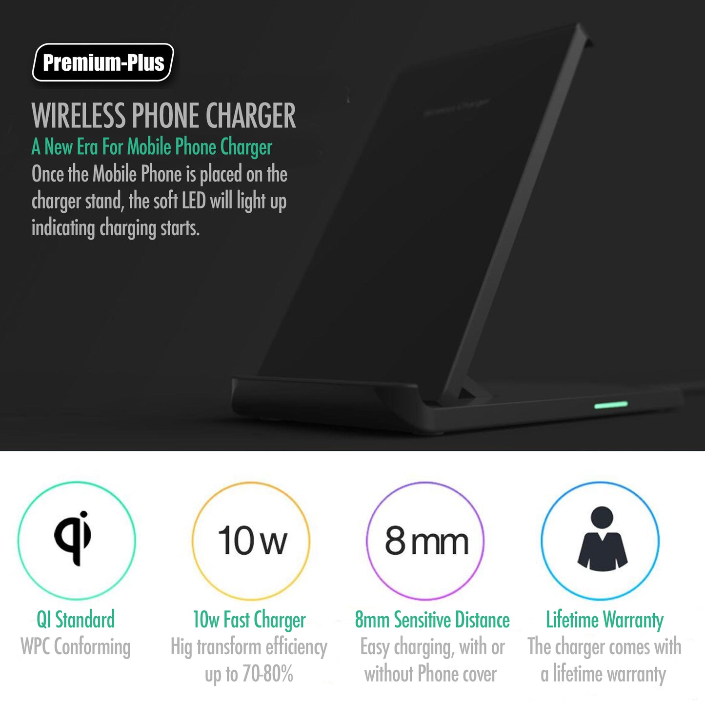 Wireless Charger Foldable Stand for iPhone & Samsung Phones