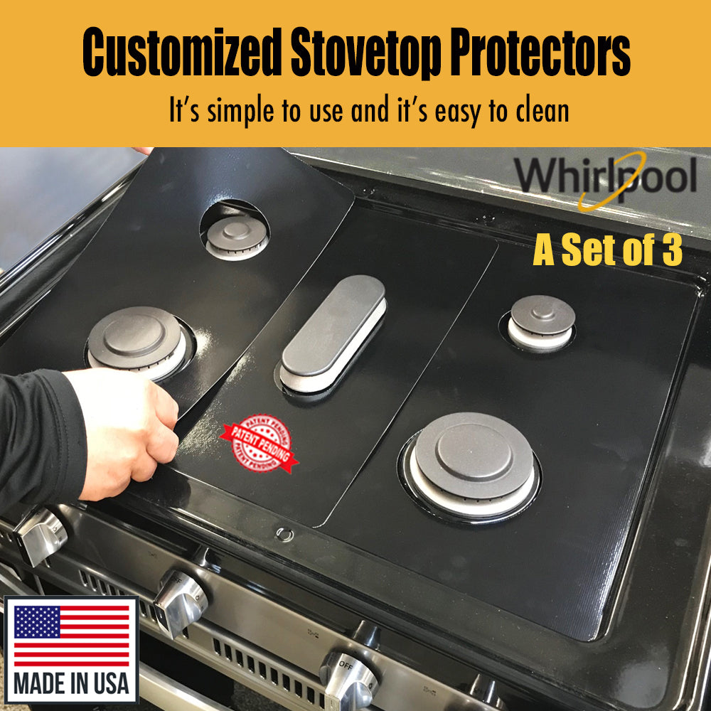 Whirlpool Stove Protector Liners - Stove Top Protector for Whirlpool Gas ranges - Customized - Easy Cleaning Stove Liners