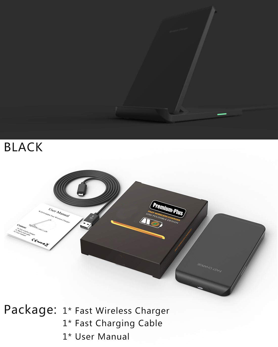 Wireless Charger Foldable Stand for iPhone & Samsung Phones