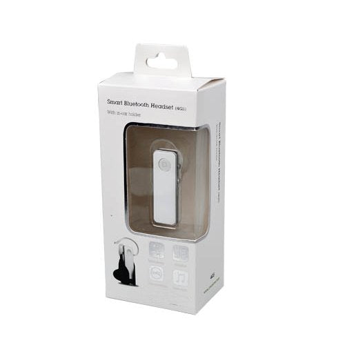 Wireless Handsfree Bluetooth Mono A2DP Headset (White) w/ Audio Streaming for