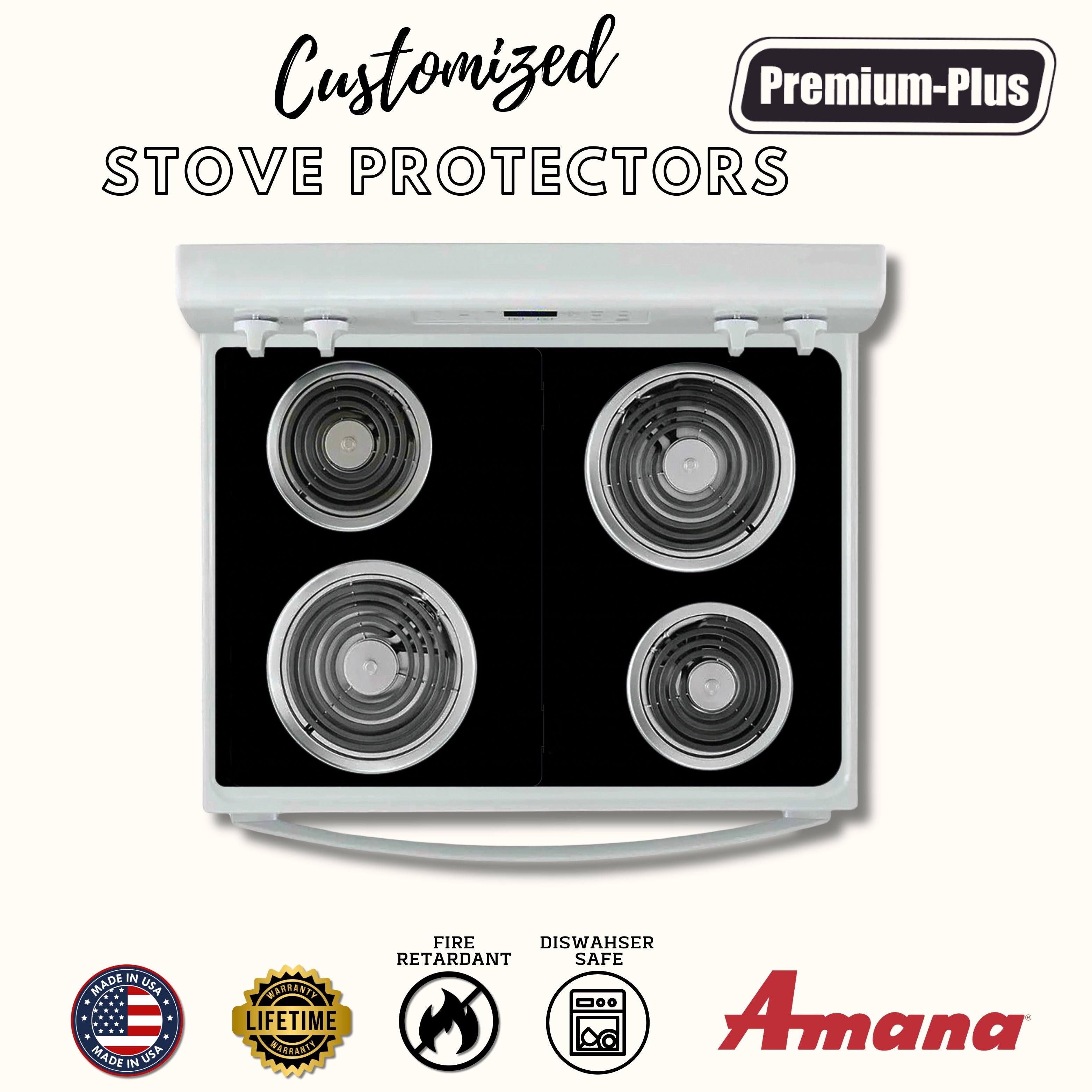 Amana Protector Liners - Stove Top Protector for Amana Range and Cooktops- Customized - Easy Cleaning Stove Liners (FREE SHIPPING)