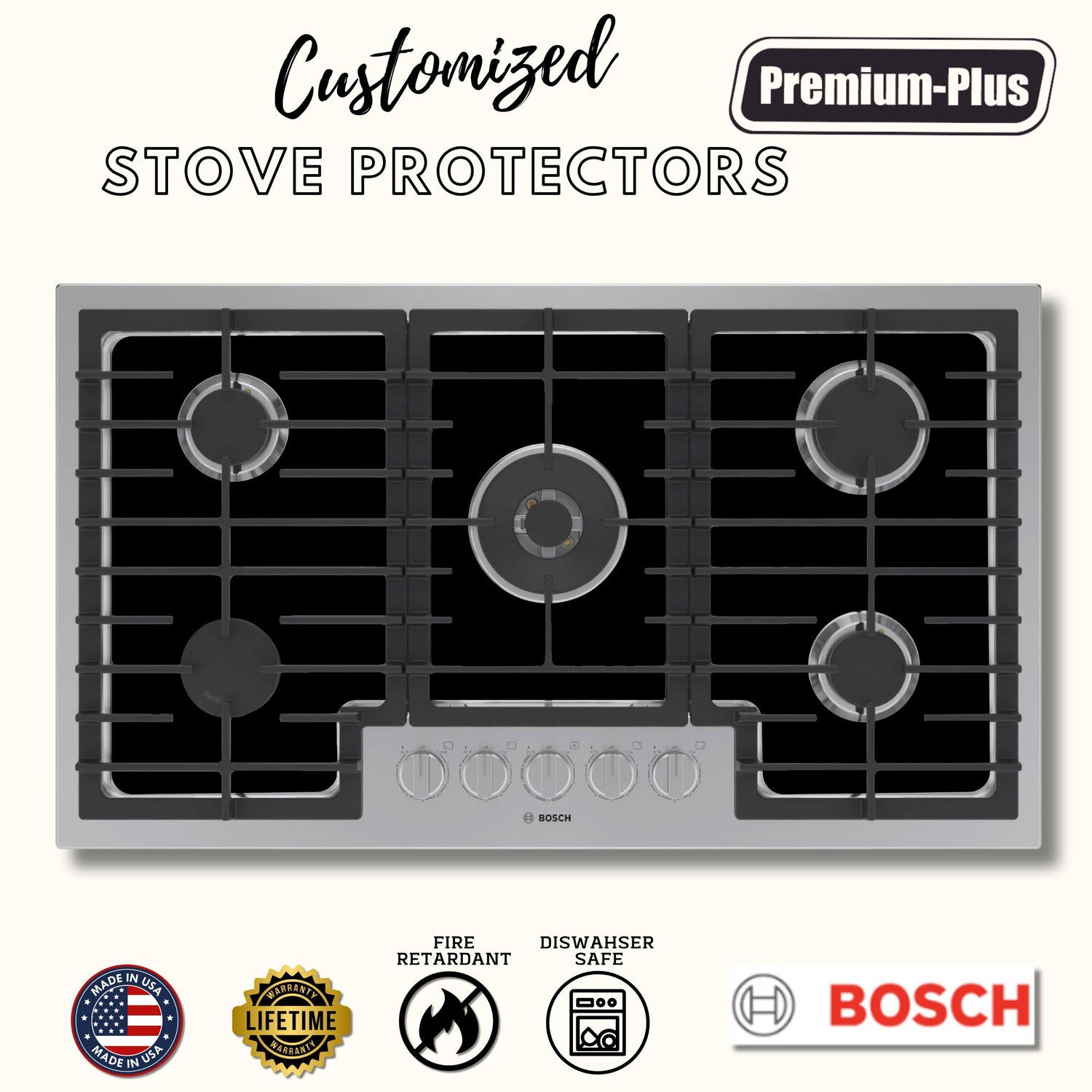 Bosch Protector Liners - Stove Top Protector for Bosch Gas Range and Cooktops- Customized - Easy Cleaning Stove Liners (FREE SHIPPING)