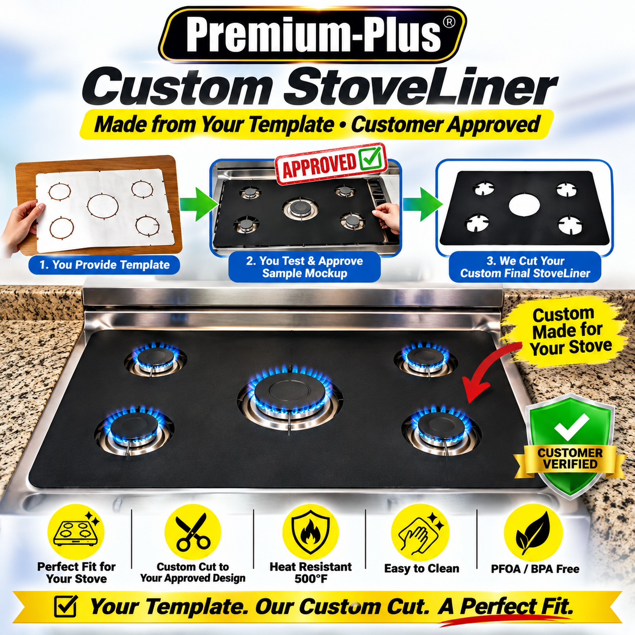 Custom StoveLiner for Gas Stoves – Designed from Your Template