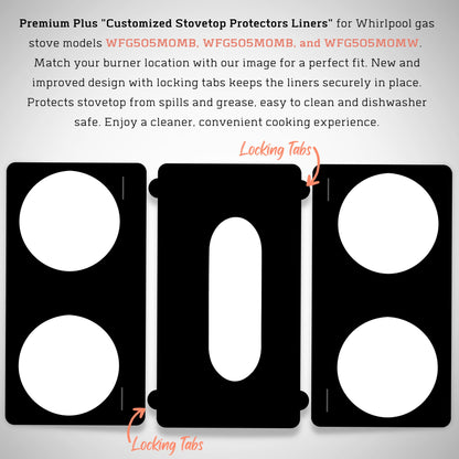 Whirlpool Stove Protector Liners - Stove Top Protector for Whirlpool Gas ranges - Customized - Easy Cleaning Stove Liners