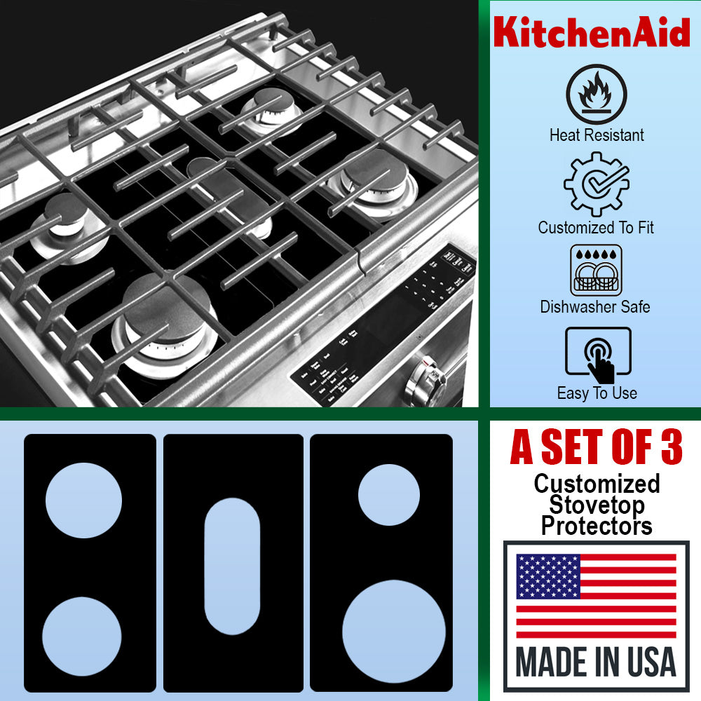 KitchenAid Protector Liners - Stove Top Protector for KitchenAid Gas ranges - Customized - Easy Cleaning Stove Liners (FREE SHIPPING)