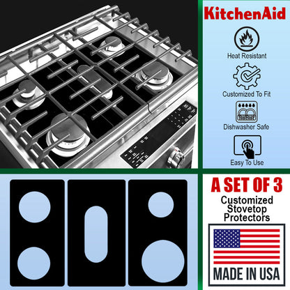 KitchenAid Protector Liners - Stove Top Protector for KitchenAid Gas ranges - Customized - Easy Cleaning Stove Liners (FREE SHIPPING)