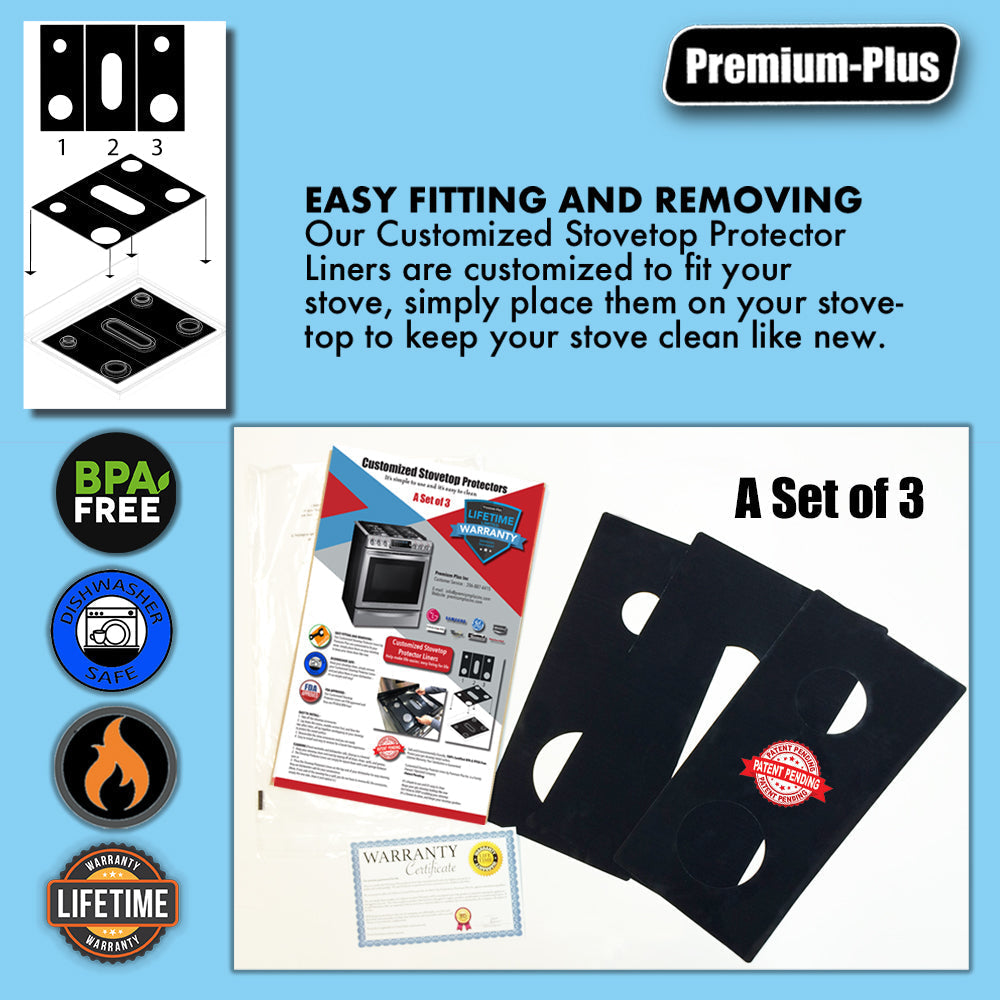 Stove Protector Liners Compatible with Frigidaire Stoves, GAS Ranges - Customized - Easy Cleaning Liners for Frigidaire Compatible Model FGGF305MKFM