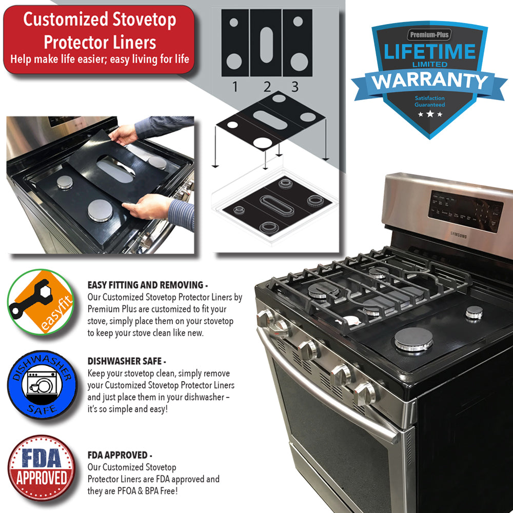 Samsung Stove Protector Liners - Stove Top Protector for Samsung Gas ranges - Customized - Easy Cleaning Stove Liners
