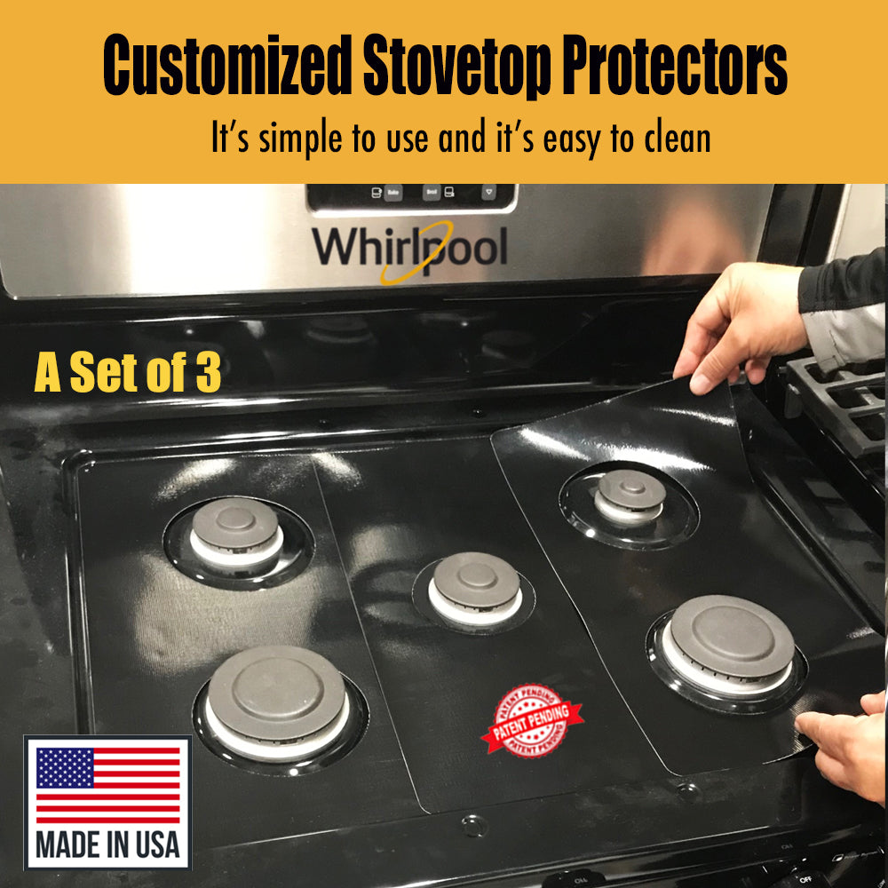 Whirlpool Stove Protector Liners - Stove Top Protector for Whirlpool Gas ranges - Customized - Easy Cleaning Stove Liners